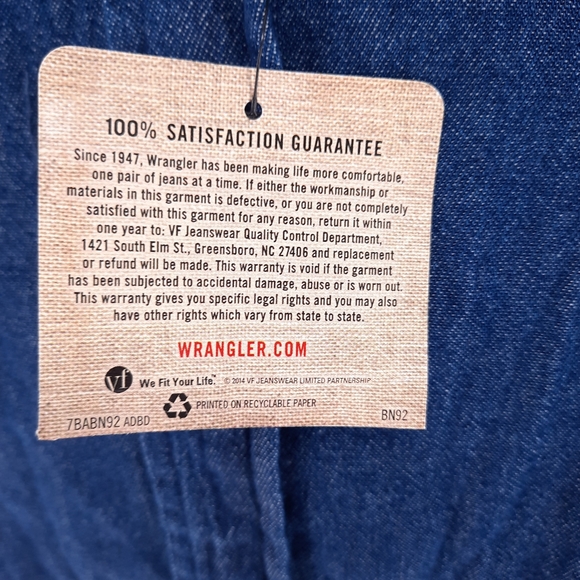 New Wrangler Authentics Long Sleeve Denim Work Shirt Men's 3X Button Up Ranch - Picture 4 of 13